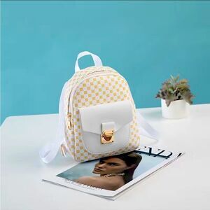 Super Cute NWT Faux Leather Small Geo Pattern Zipper Backpack​